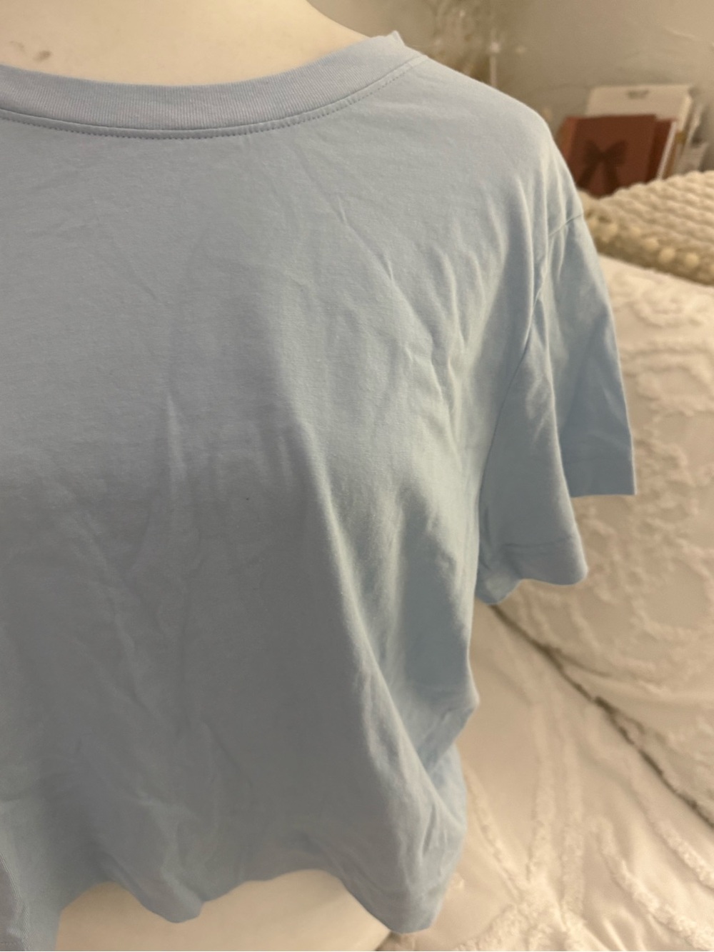 PINK Victoria's Secret Light Blue Short Sleeve Crewneck Tee - Picture 5 of 10
